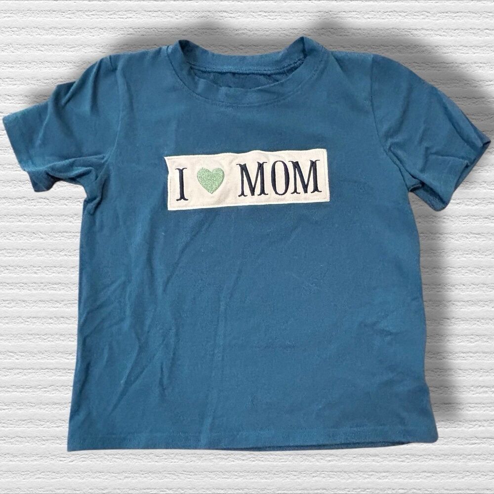 I Love Mom Embroidered Blue Top Size 4 Boys